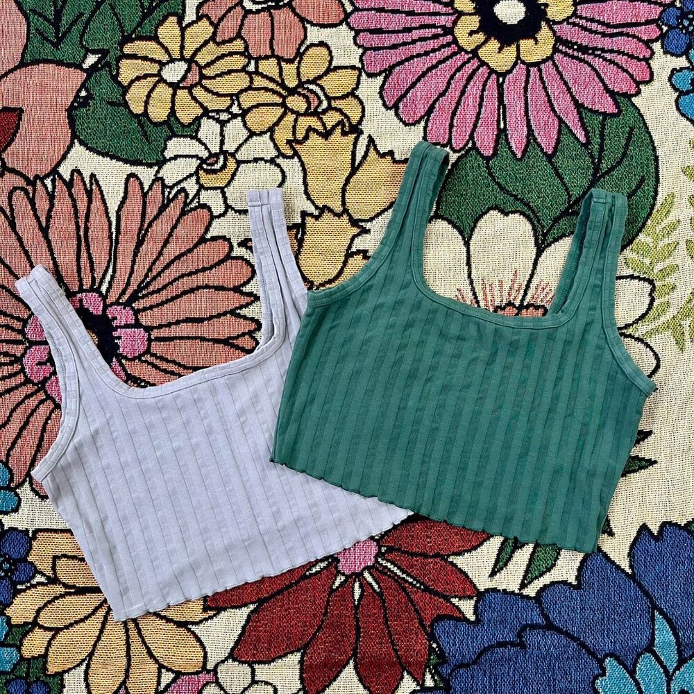 Set of Ribbed Crop Tanks